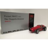 Boxed CMC diecast collectors' model car: 1:18 Ferrari 500 F2 (1953) Der Dopperweltmeister