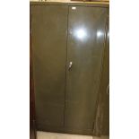 A Leabank green metal 2 door stationery cabinet 90 x 183cm high