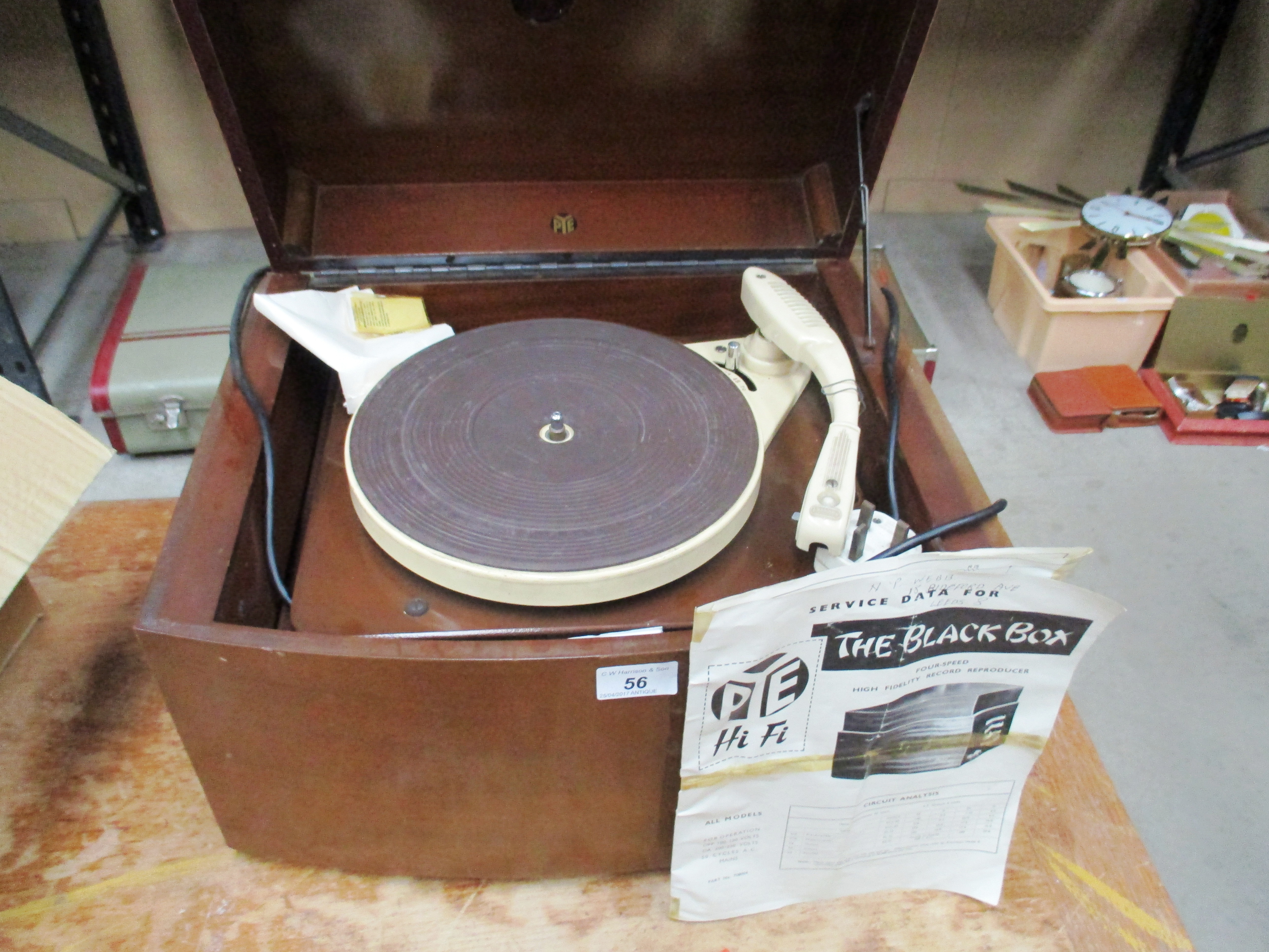 A Pye 'The Black Box' four speed high fidelity record reproducer complete with manual