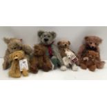 8 x soft toy bears (some mohair and some with growls) by Russ, Tesla top artist bears,