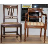 A George III mahogany carver chair and a side chair (2)