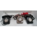 3 old telephones and a wall mounting telephone (4)