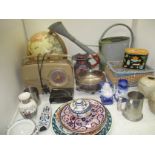 Bush 'Handbag' radio, watering can, planished plated bowl, pair of ginger jars,