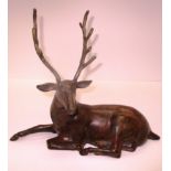 A hollow cast bronze figure of a stag 28cm