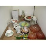 Tray comprising assorted china and glassware