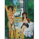 (A.R.R) John Bratby, 'model girls and church by the station' (Venice), oil on canvas, signed & dated