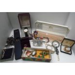 Contents to tray - costume and other jewellery including cameo brooch,