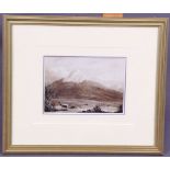 J Dinsdale 'Chimborazo, Ecuador', sepia watercolour, label verso 13.5 x 18.