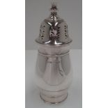 A silver sugar caster with pierced domed cover and baluster body for W.