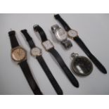 A Rotary wristwatch with rectangular dial, a Bulova Accutron wristwatch in stainless steel case,