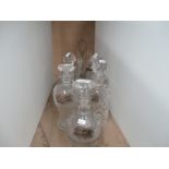 Five various cut glass wine and spirit decanters,