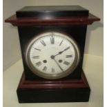 A black and deep red/marble mantel clock (27cm x 21cm)