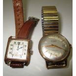 An Accurist automatic movement wristwatch in 9ct gold case and a gentleman's wristwatch in square