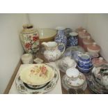 Tray including Victorian Staffordshire marriage jug, Josiah and Jane Boyle, Troy, New York State,