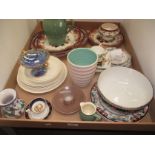 Two trays of assorted ceramics, including Royal Doulton, Bamboo pattern part dinner service,