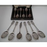 A set of six silver coffee spoons with geometric handles, Sheffield 1937,