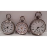 A lever movement pocket watch in silver case [1891] and two lady's Swiss movement fob watches with