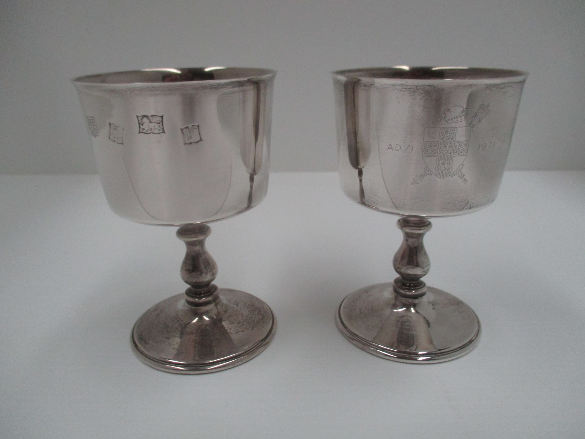 A pair of York City 1971 Anniversary goblets with bucket bowls,