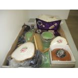 Tray including dressing table wares, spats,