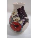 A Moorcroft baluster vase in "Sandringham Bouquet" trial pattern, 13.5 cm.