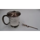 A silver baluster Christening mug with plain handle, Sheffield 1937, 7.