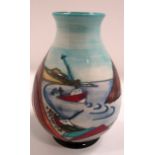 A Moorcroft baluster vase in "Memories of the Seaside" pattern, 177.200 signed Kerry Goodwin, 19 cm.