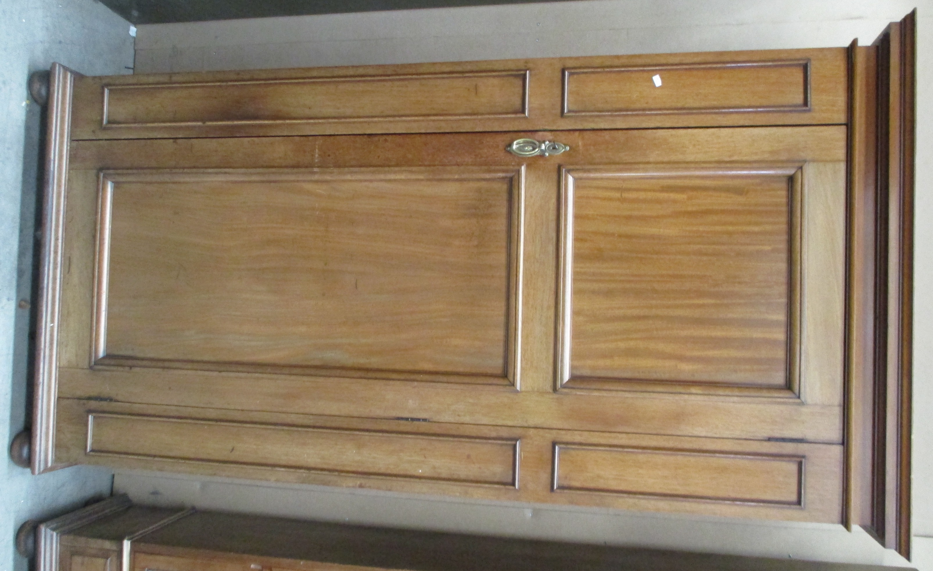 A mahogany hall robe with moulded panel door and sides, on flattened bun feet - 92 cm. - Image 2 of 3