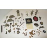 Contents to box - quantity of miscellaneous items including silver topped glass scent bottles,