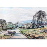 Walter Horsnell, A Dales crossroads, watercolour,