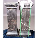 A pair of veined marble pedestals,