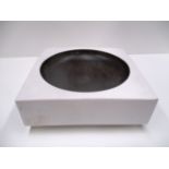 A Troika, Newlyn square ashtray in white glaze with black bowl 23.