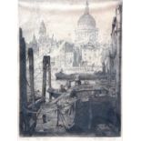 'Before St Paul's' proof etching by Leslie M Ward printer 1917 signed and inscribed in pencil in