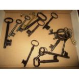 A collection of large iron and brass keys (a lot)