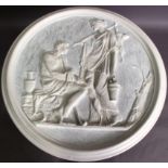 A Neo Classical style circular plaster plaque 'Slaying of the Lamb' 92cm diameter
