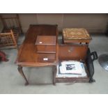 A musical sewing table, sheet music,