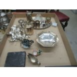 An electro plated octagonal dish,