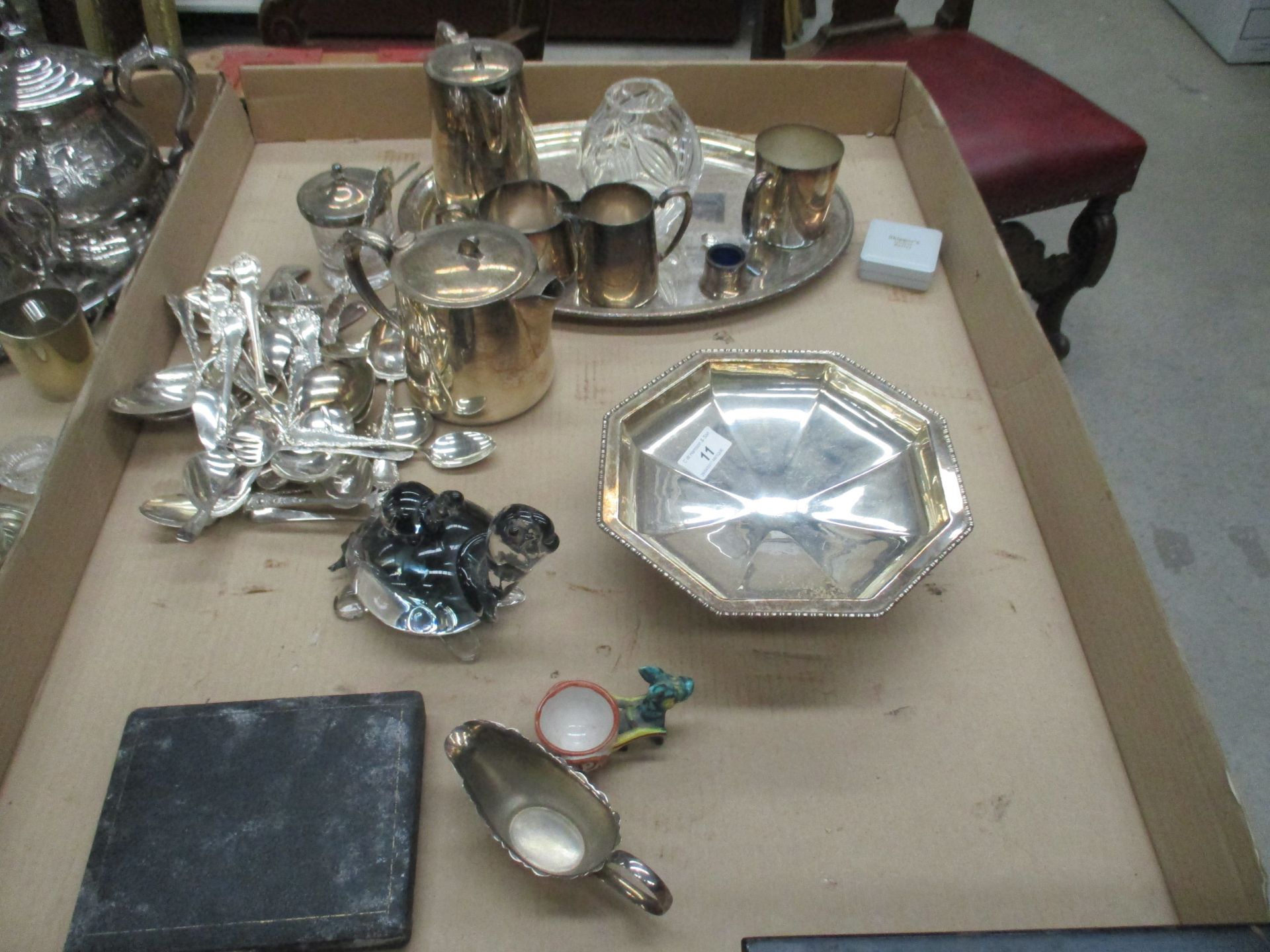 An electro plated octagonal dish,