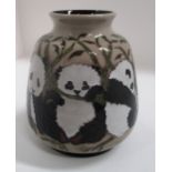 A Moorcroft baluster vase in "The Family" [Pandas] pattern, signed Marie Penkethman, 14.5 cm.