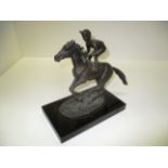 David Cornell, Champion Finish, modern bronze group of a racehorse and jockey,