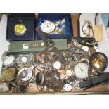 Contents to tray - large quantity of assorted wrist and pocket watches,
