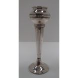A silver specimen vase with globular top on a tapered body and circular foot, Birmingham 1915,