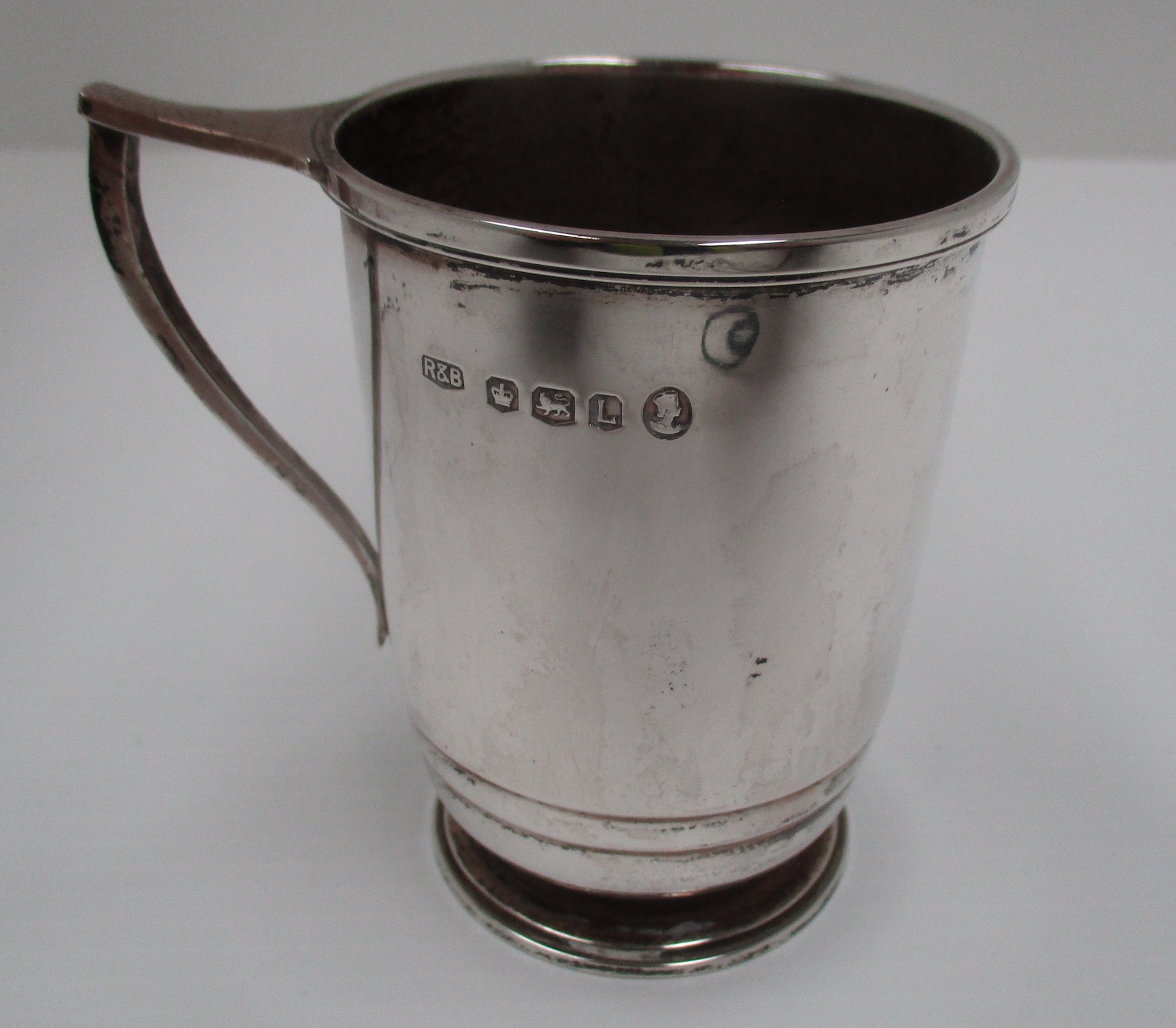 A silver Christening mug in art deco style by Roberts & Belk, Sheffield 1953 - Coronation mark, 8.