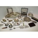 Contents to tray - quantity of plated and other metalware including E.P.N.