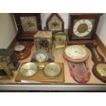 Tray of assorted clocks and barometers