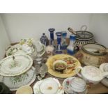 Tray of ceramics including Aynsley Orchard Gold, Port Meirion,
