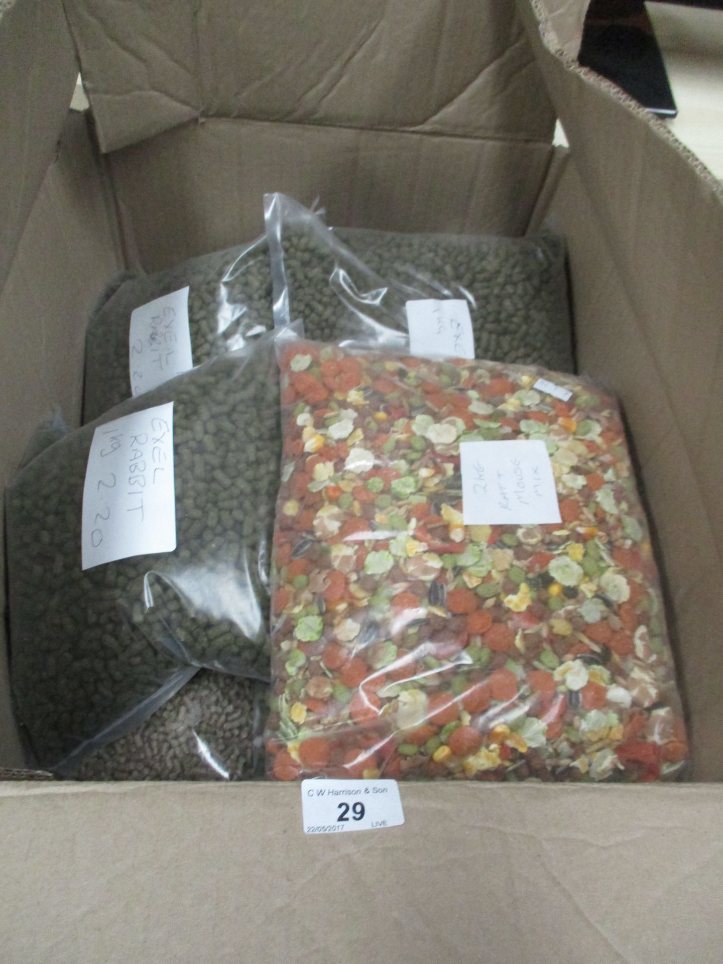 Contents to box - assorted bags of small animal food (approx retail value £30)