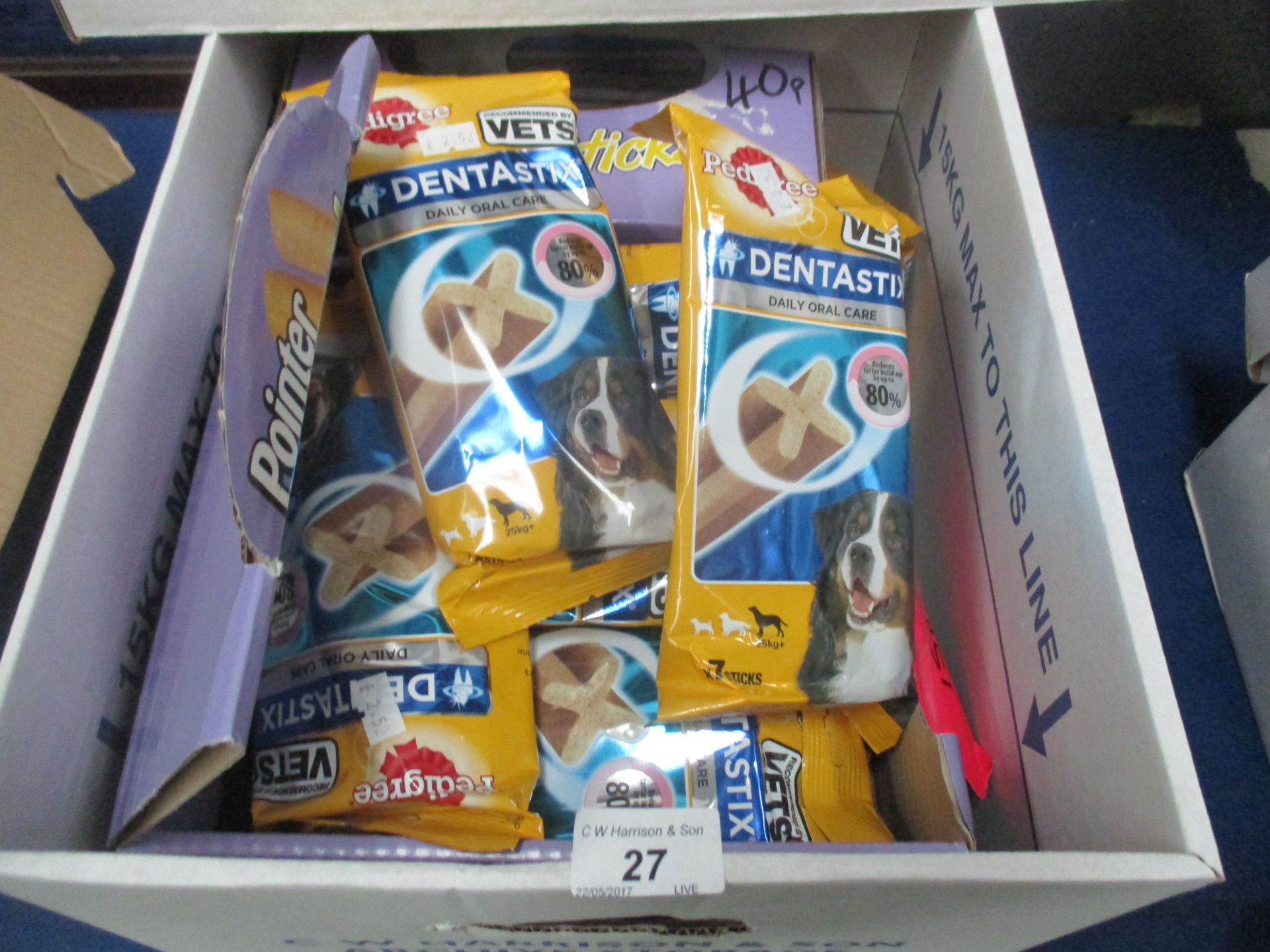 Contents to box - packs of Pedigree Dentastix,