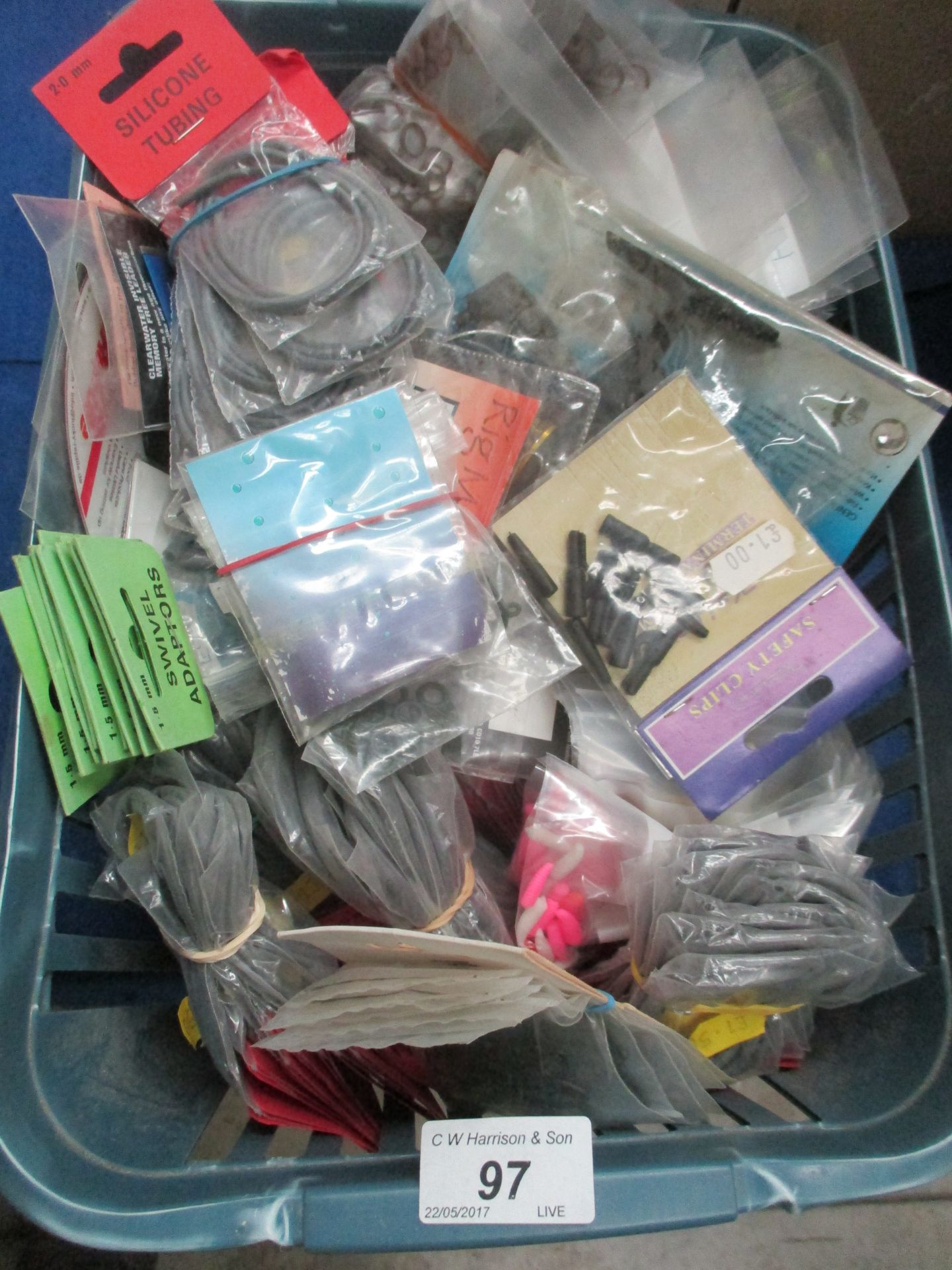 Contents to box - assorted fishing tackle - packs of PTF pole connectors, swivel adaptors,