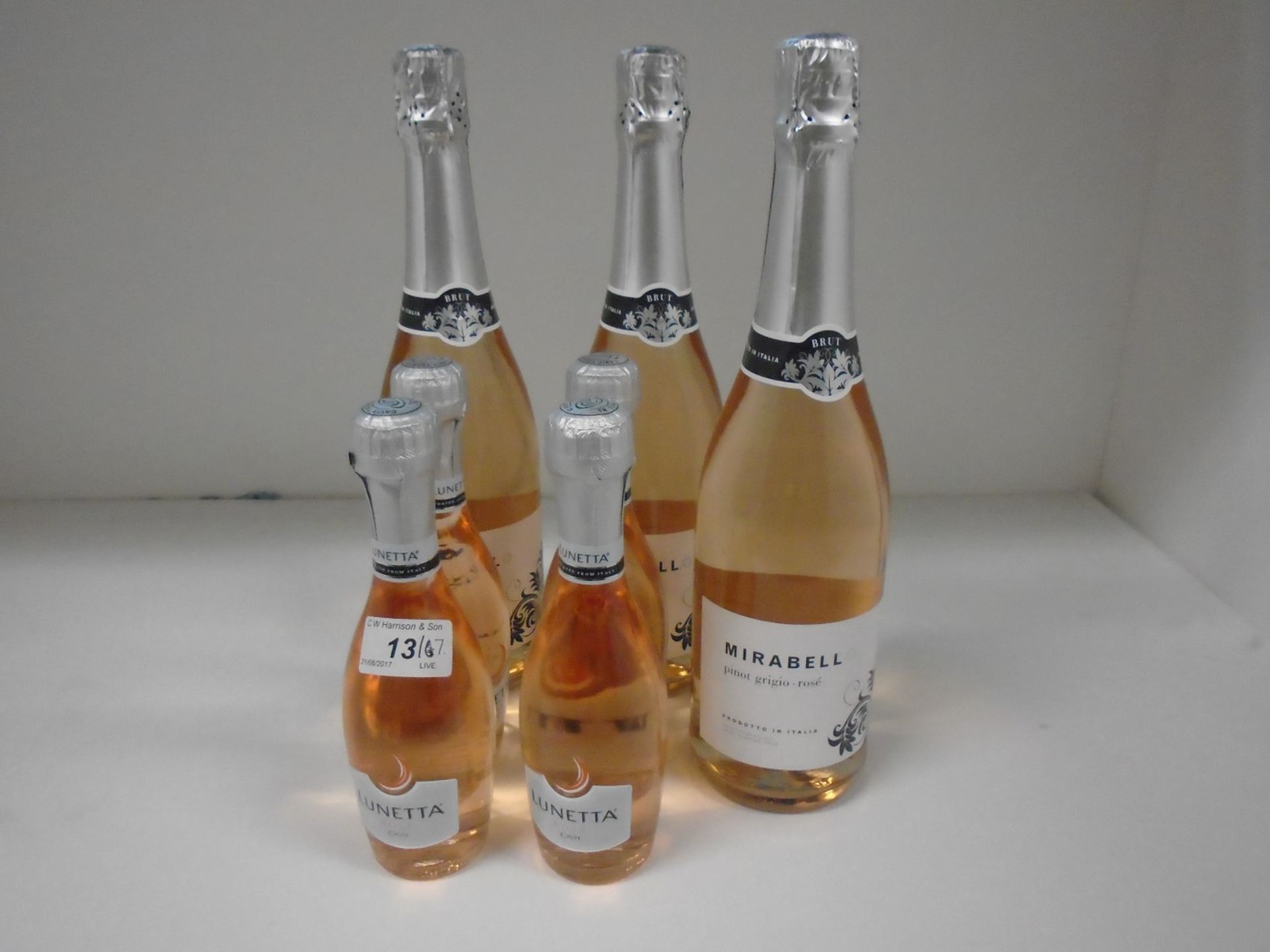 3 x 75cl bottles of Mirabello Pinot Grigio Rose wine and 4 x 200ml bottles of Lunetta Rose wine (7)