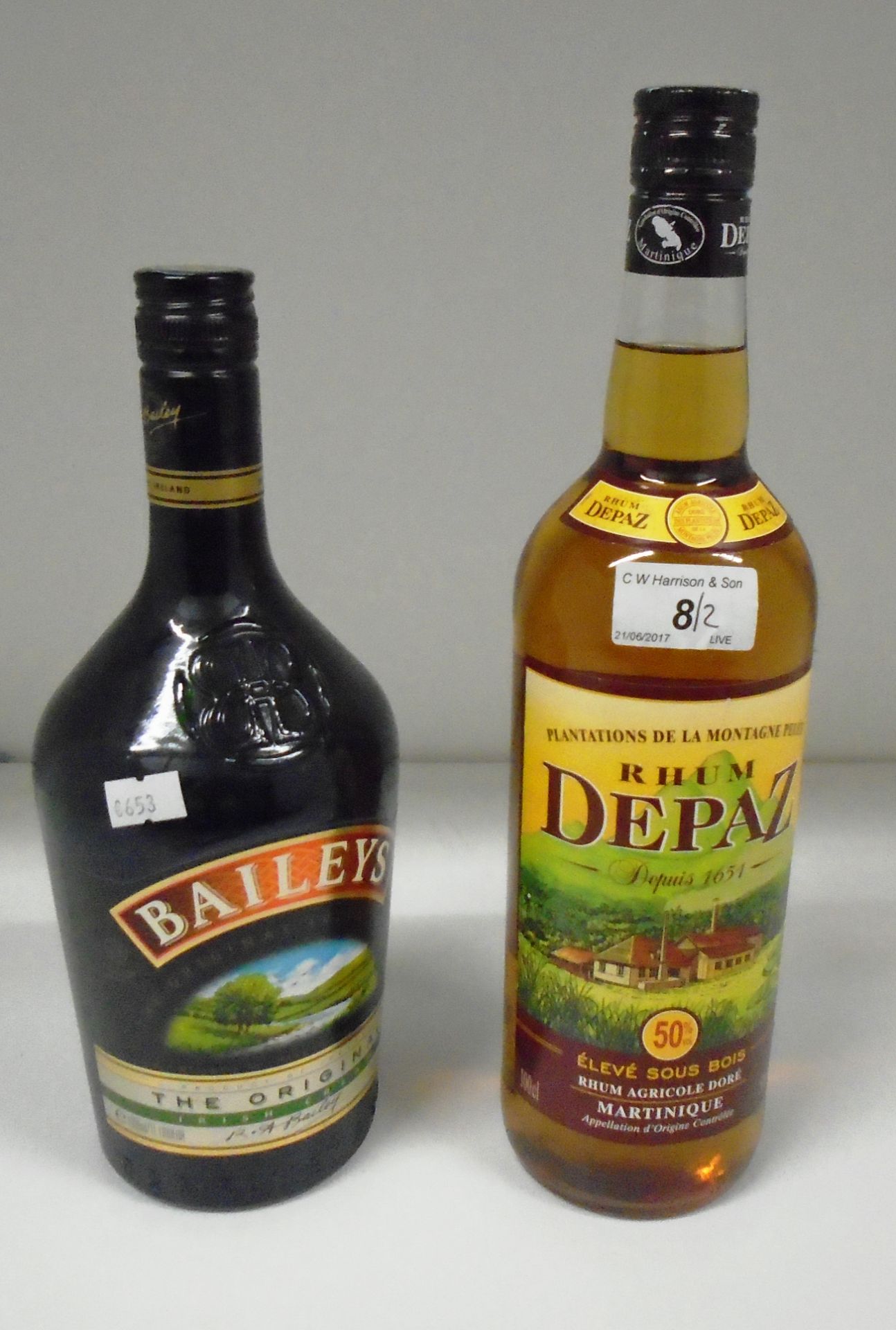 A 1 litre bottle of Baileys Irish cream and 100cl bottle of Martinique Rhum Depaz (2)